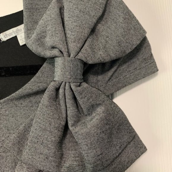 Charlotte Russe Exposed back Zip Grey Bow dress - Picture 4 of 7